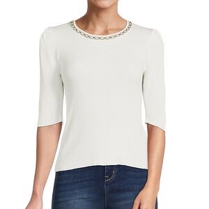 Nanette Lepore Cream Ribbed Blouse nwt